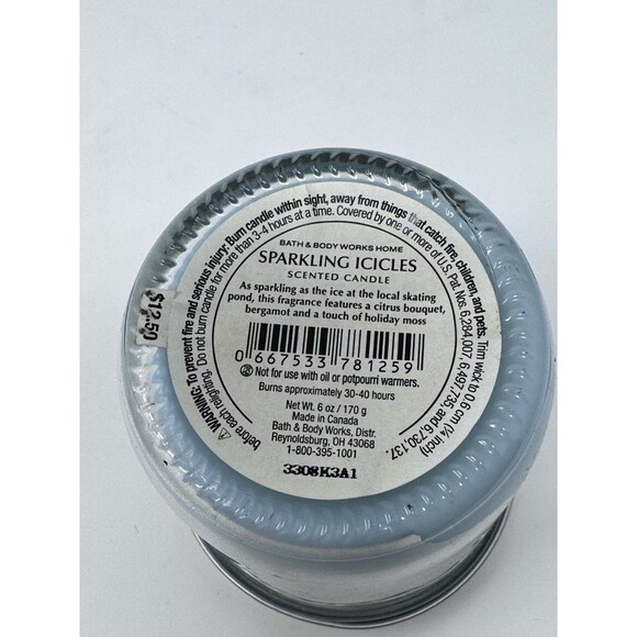Bath & Body Works Sparkling Icicles 6oz Candle Mason Jar New Winter Christmas - Picture 4 of 5